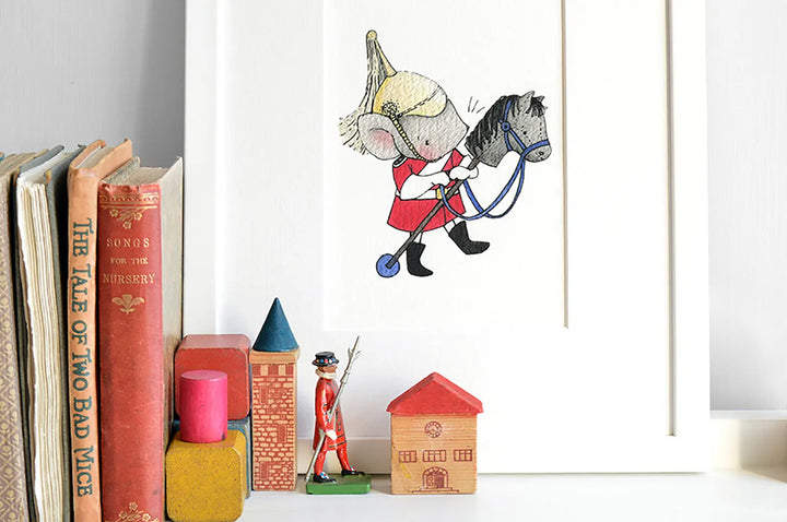Picture set of 6 "british guards"-Nursery art-Daisy & Bump-Blue Almonds-London-South Kensington