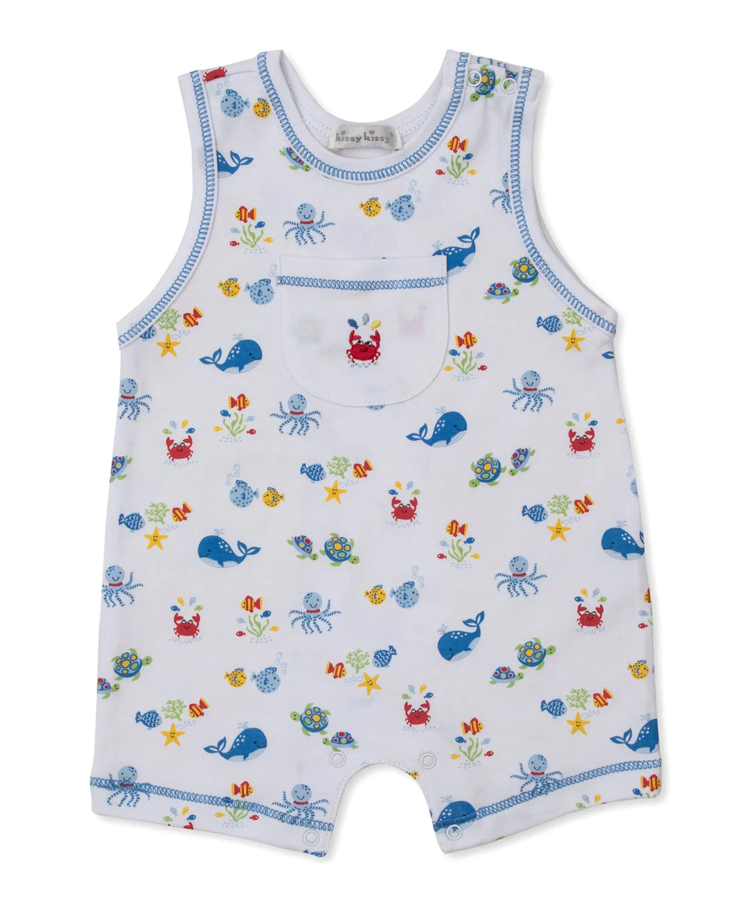 Blue Almonds Ltd Ocean Antics - Slvless Playsuit PRT - Multi Blue Kissy Kissy