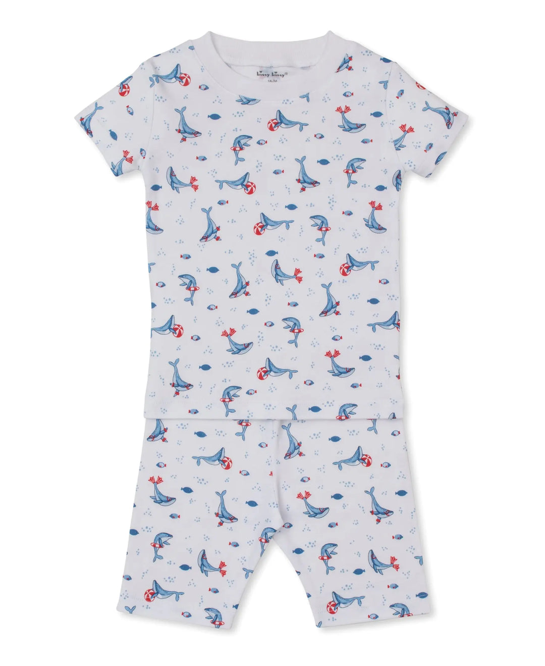 Blue Almonds Ltd PJs Tropical Whales - Short PJ Set UK PRT - Blue Kissy Kissy
