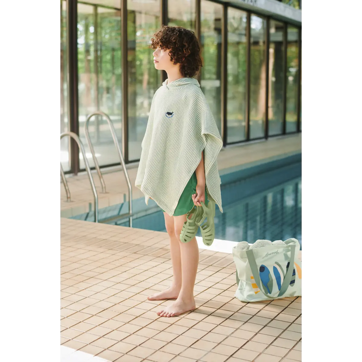 Blue Almonds Ltd Paco Poncho Embroidery - Y/D stripe Peppermint / Creme de la creme - UNISEX LIEWOOD