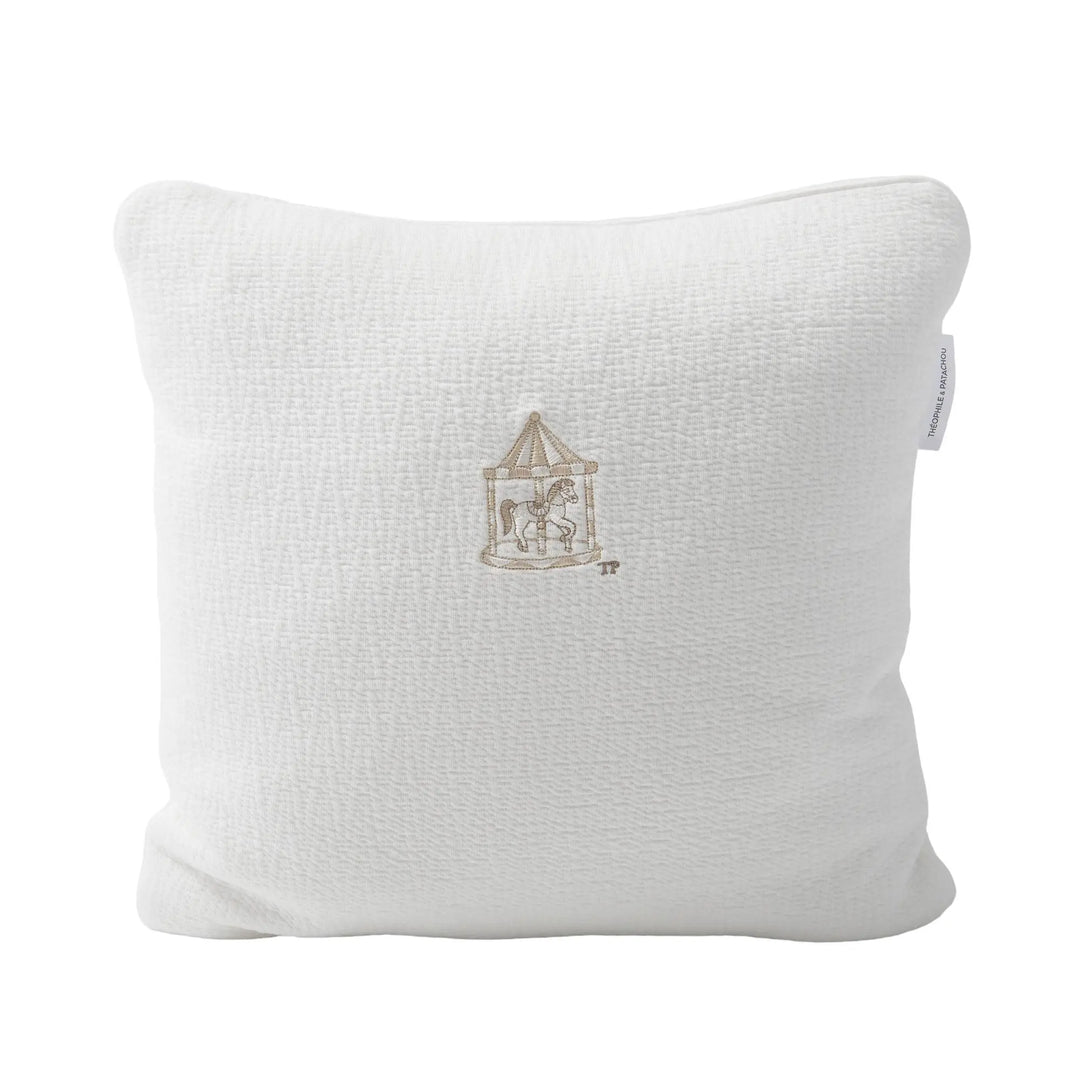 Blue Almonds Ltd Padded cushion embroidered - Carrousel Theophile & Patachou