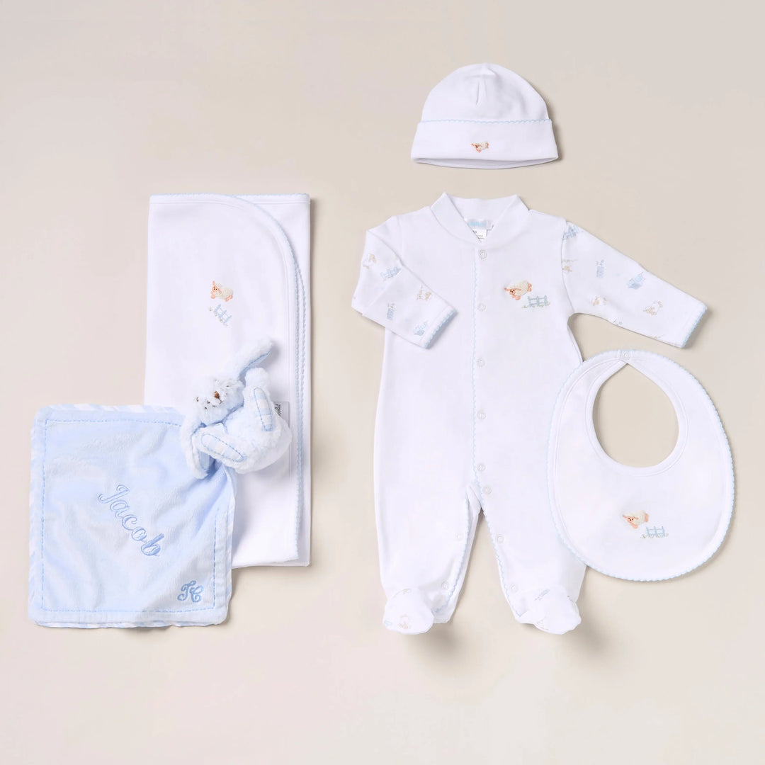 Blue Almonds Ltd Personalised Sheep Baby Gift Set – Blue Blue Almonds
