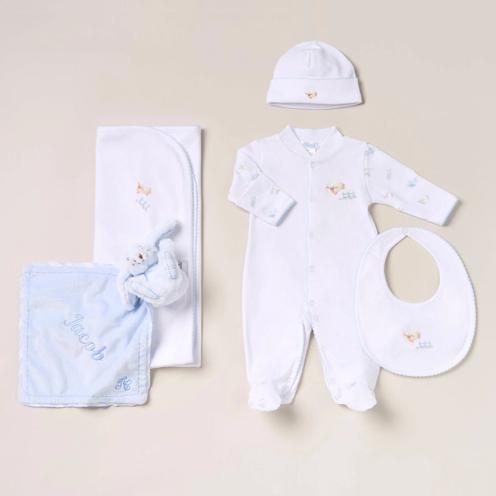 Blue Almonds Ltd Personalised Sheep Baby Gift Set – Blue Blue Almonds