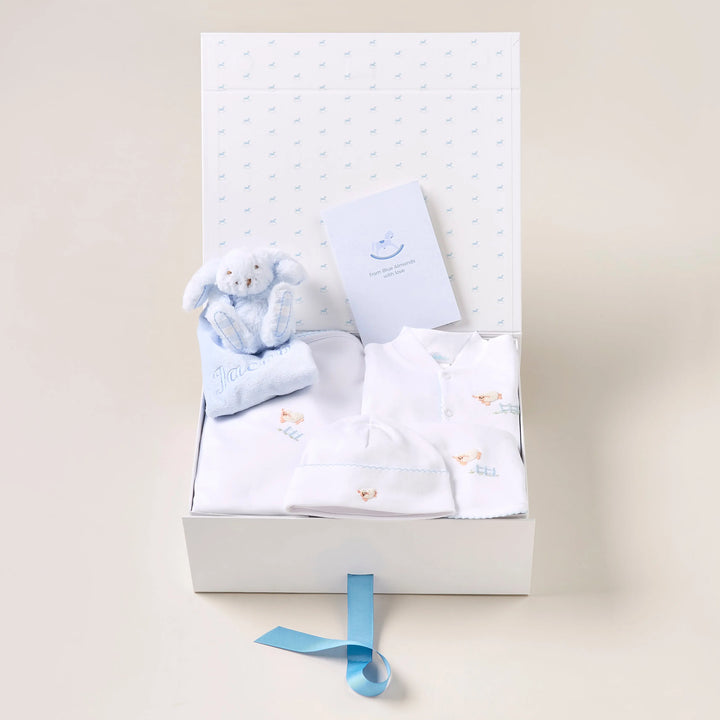 Blue Almonds Ltd Personalised Sheep Baby Gift Set – Blue Blue Almonds