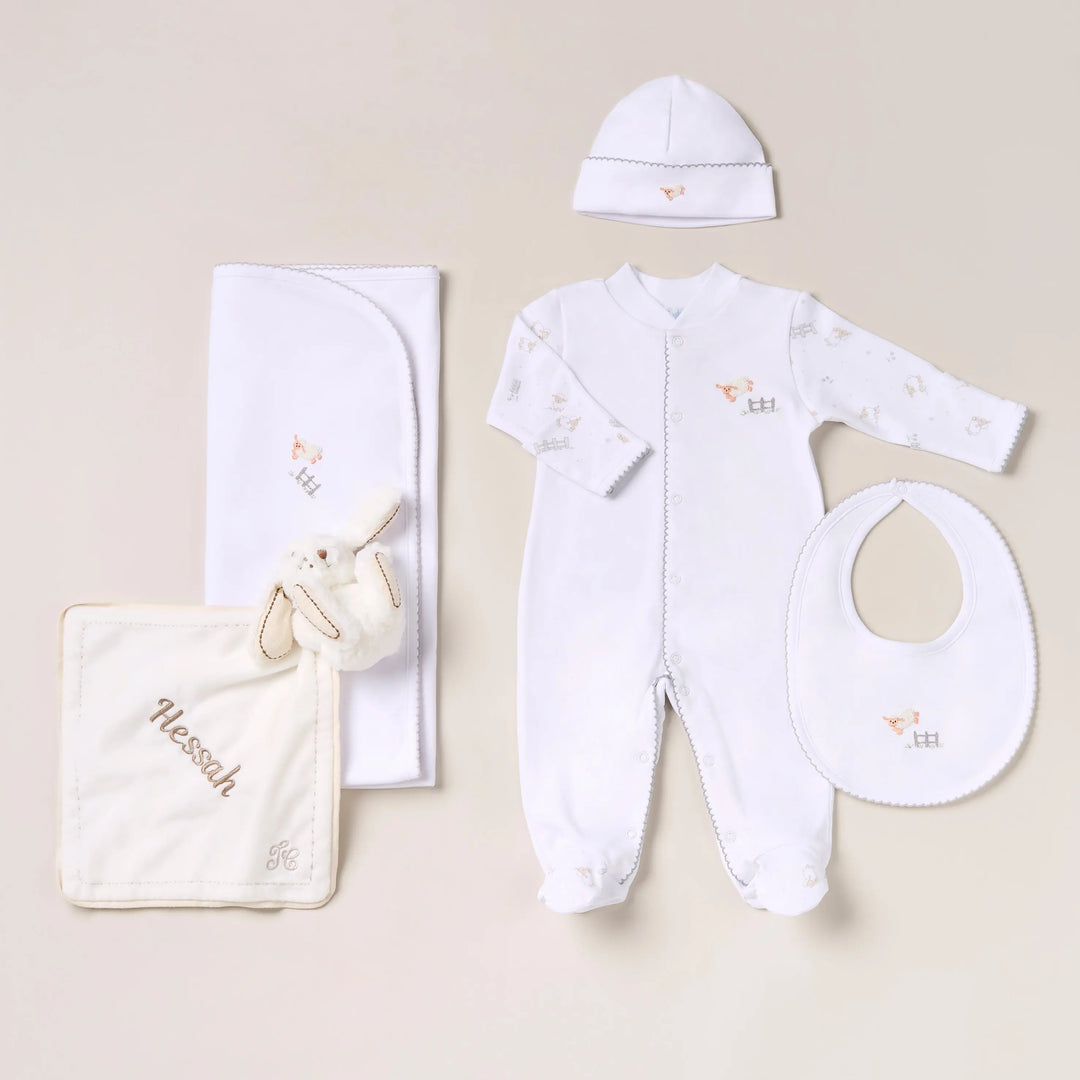 Blue Almonds Ltd Personalised Sheep Baby Gift Set – Grey Blue Almonds