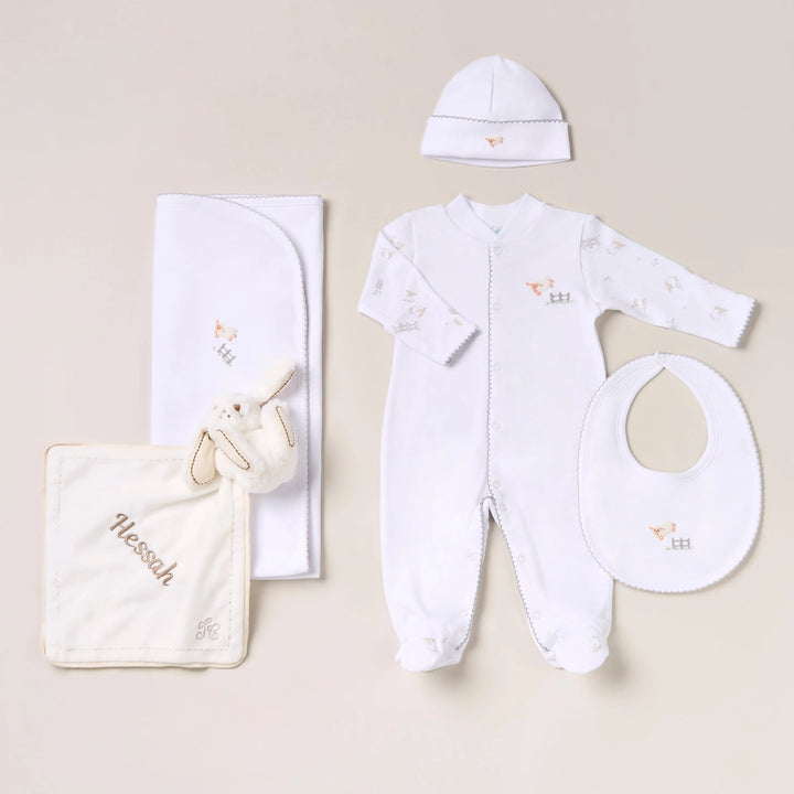 Blue Almonds Ltd Personalised Sheep Baby Gift Set – Grey Blue Almonds