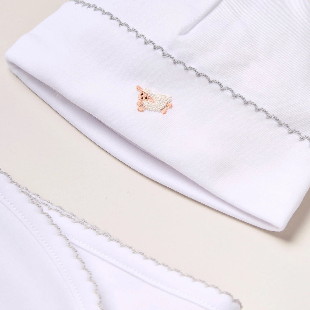 Blue Almonds Ltd Personalised Sheep Baby Gift Set – Grey Blue Almonds