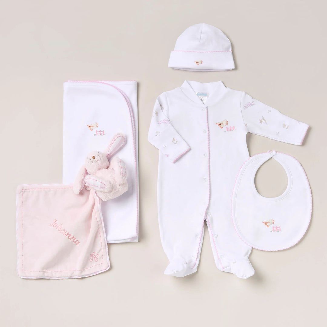 Blue Almonds Ltd Personalised Sheep Baby Gift Set – Pink Blue Almonds