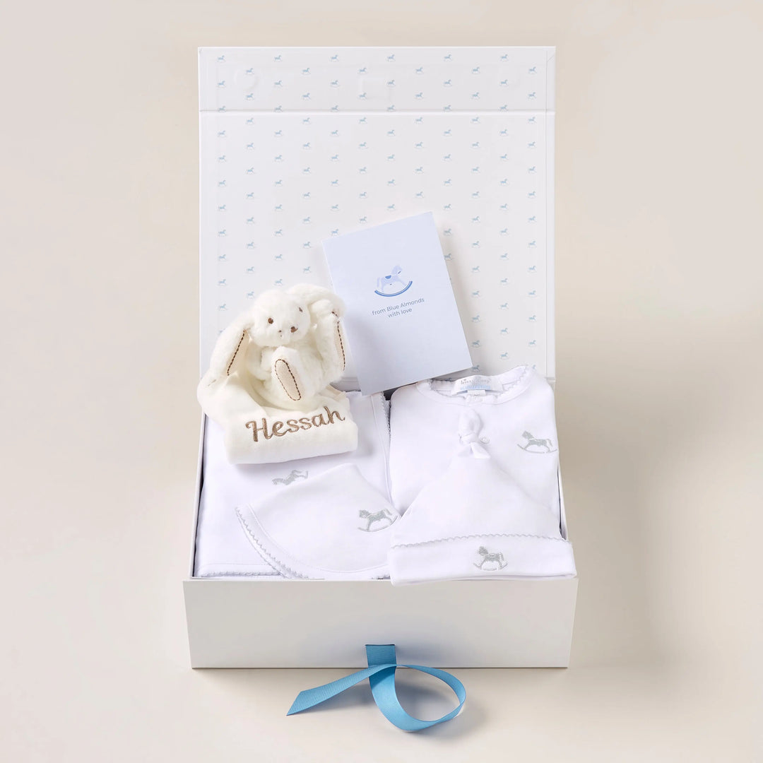 Blue Almonds Ltd Personalised Signature Baby Gift Set – Grey Blue Almonds x Kissy Kissy