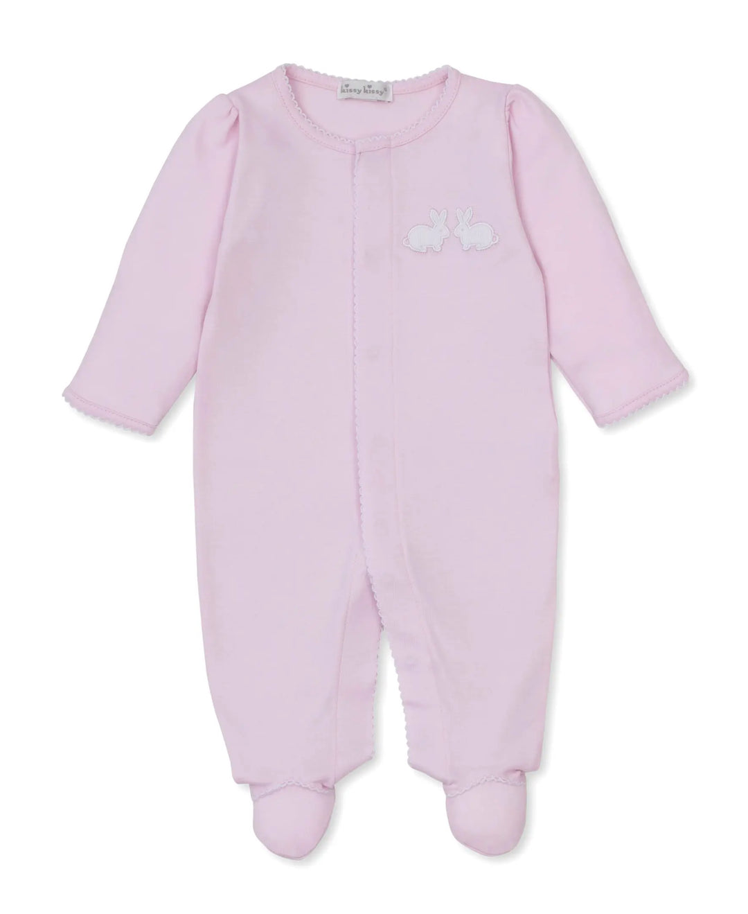 Blue Almonds Ltd Pique Twin Bunnies - Footie - Pink Kissy Kissy