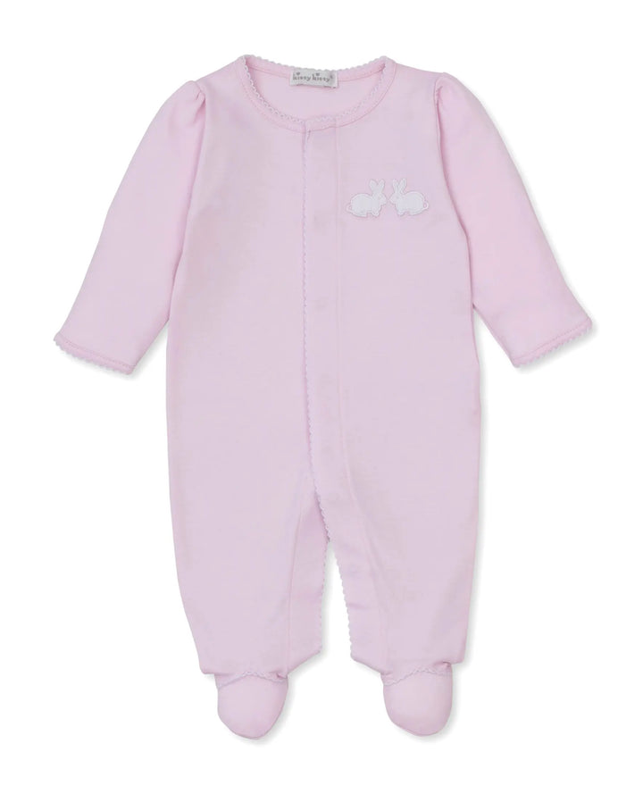 Blue Almonds Ltd Pique Twin Bunnies - Footie - Pink Kissy Kissy