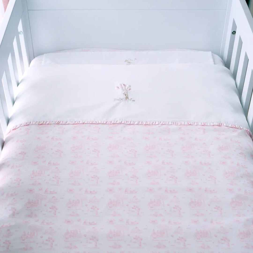 Blue Almonds Ltd Printed Cot Bed Duvet Cover - Pink Garden Party Theophile & Patachou