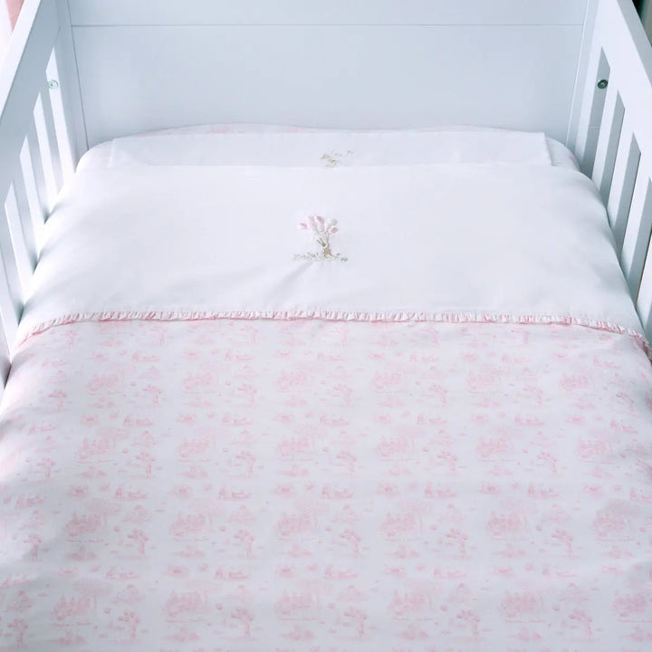 Blue Almonds Ltd Printed Cot Bed Duvet Cover - Pink Garden Party Theophile & Patachou