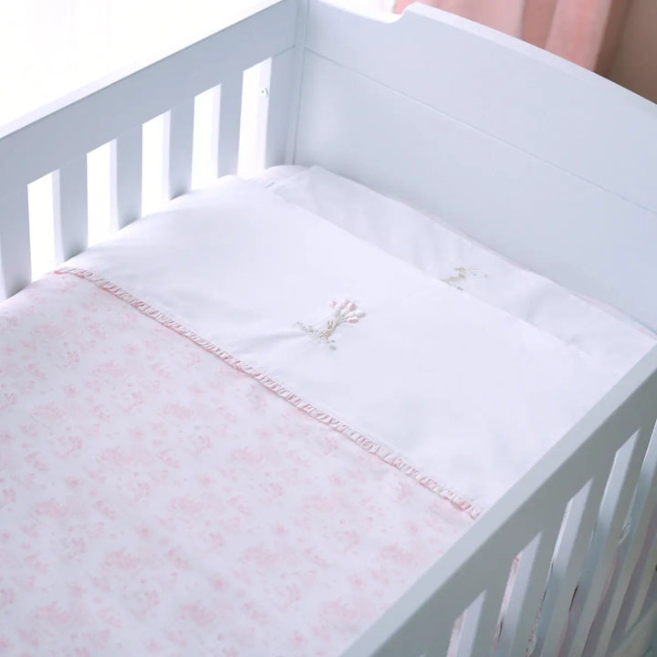 Blue Almonds Ltd Printed Cot Bed Duvet Cover - Pink Garden Party Theophile & Patachou