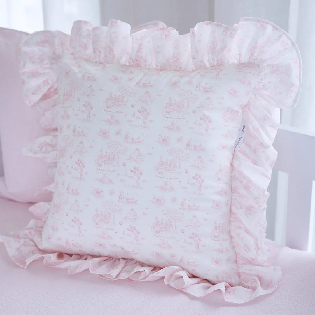 Blue Almonds Ltd Printed Cushion ruffle - Pink Garden Party Theophile & Patachou