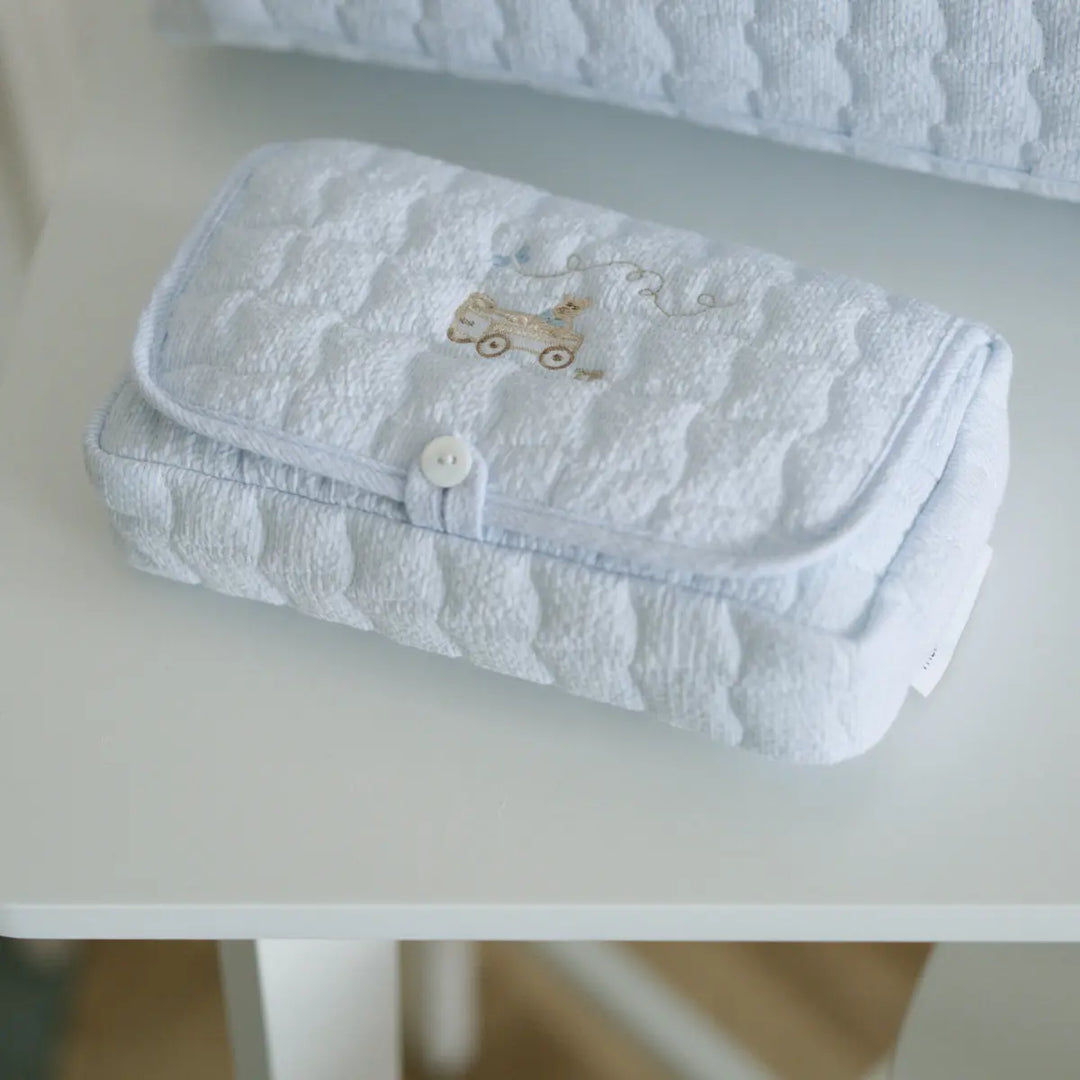 Blue Almonds Ltd Quilted Baby Wipes Cover - Blue Garden Party Theophile & Patachou