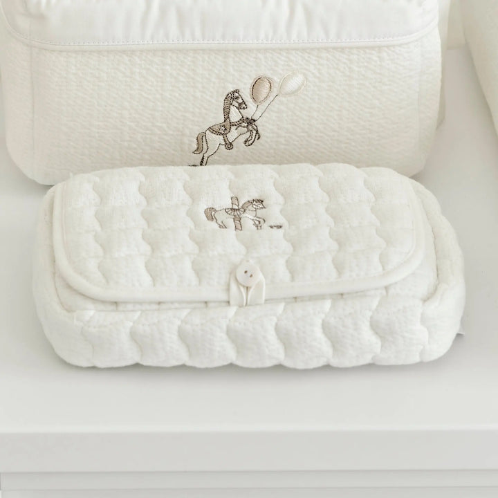 Blue Almonds Ltd Quilted Baby Wipes Cover - Carrousel Theophile & Patachou