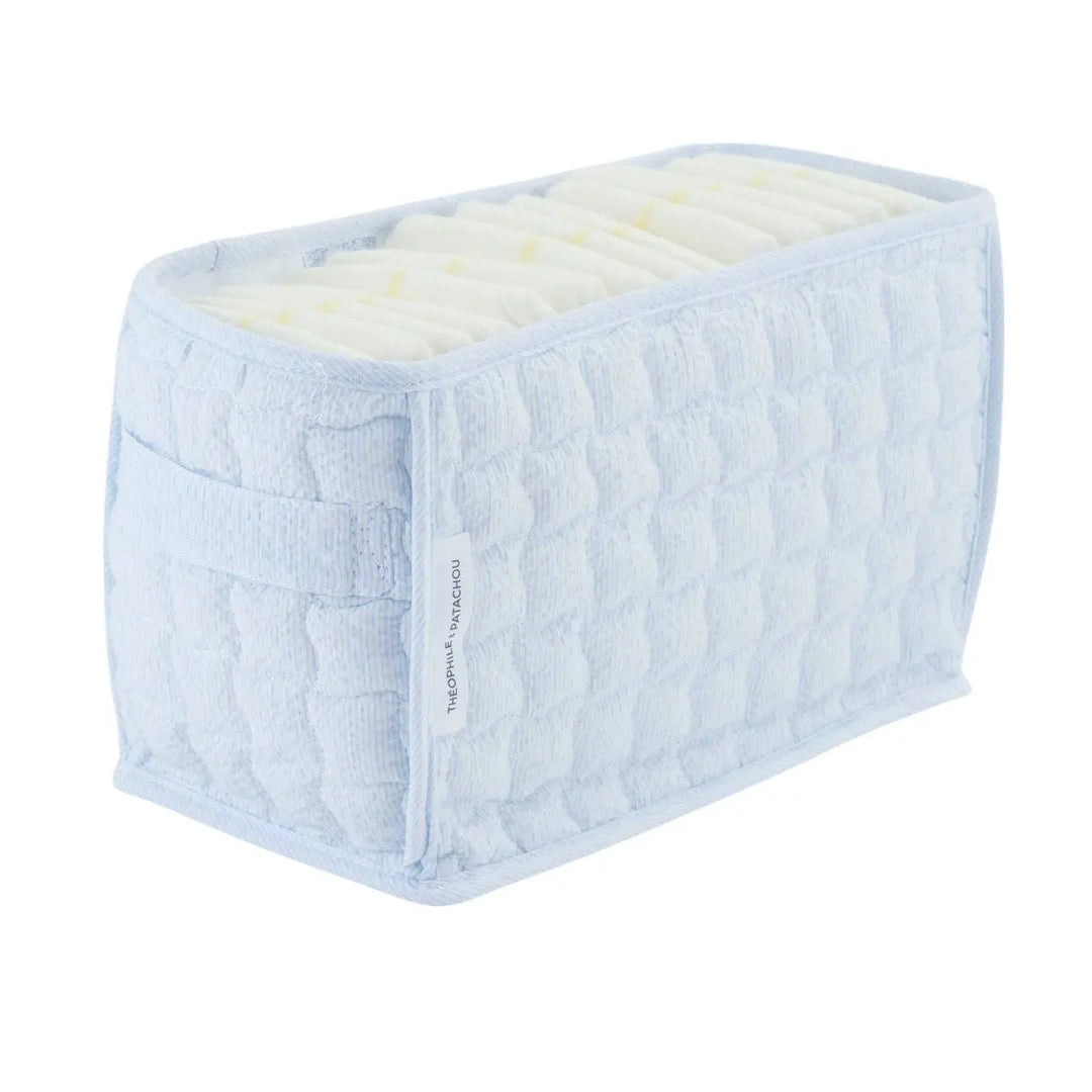 Blue Almonds Ltd Quilted Nappy Basket - Blue Garden Party Theophile & Patachou