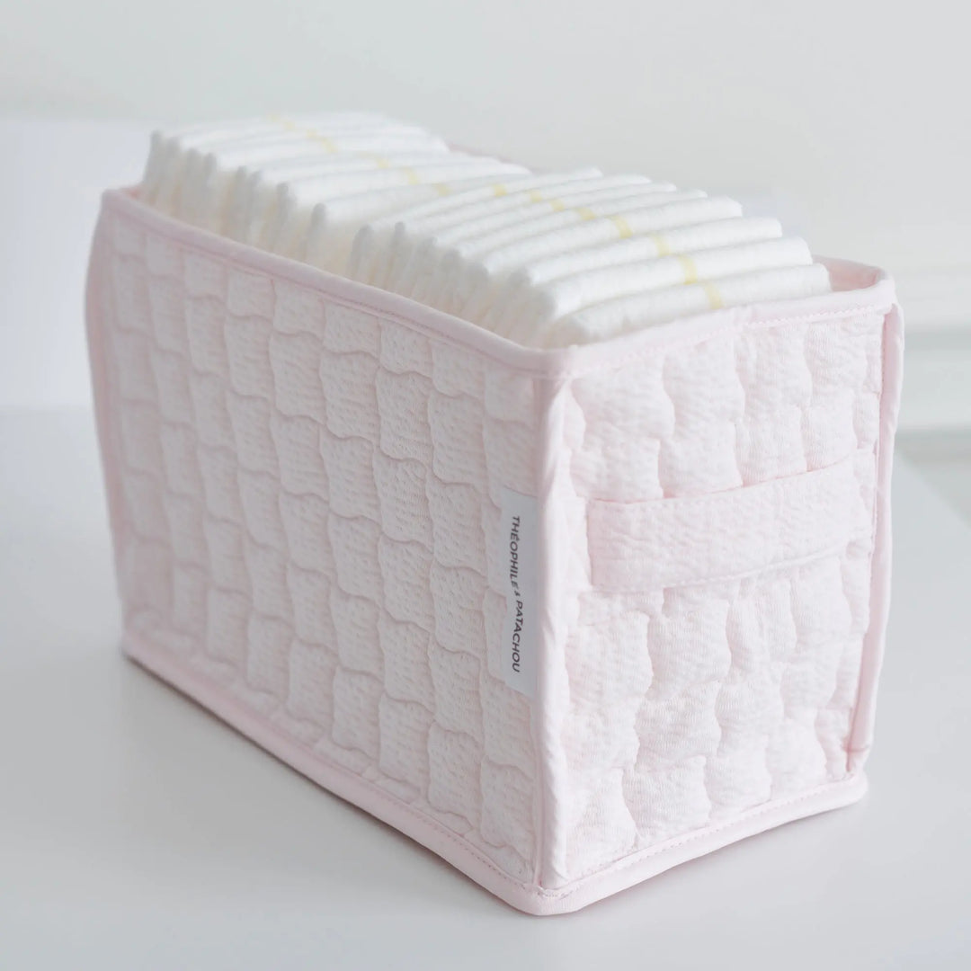 Blue Almonds Ltd Quilted Nappy Basket - Cotton Pink Theophile & Patachou