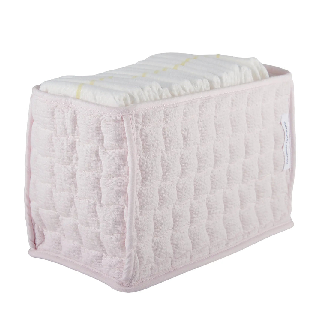 Blue Almonds Ltd Quilted Nappy Basket - Cotton Pink Theophile & Patachou