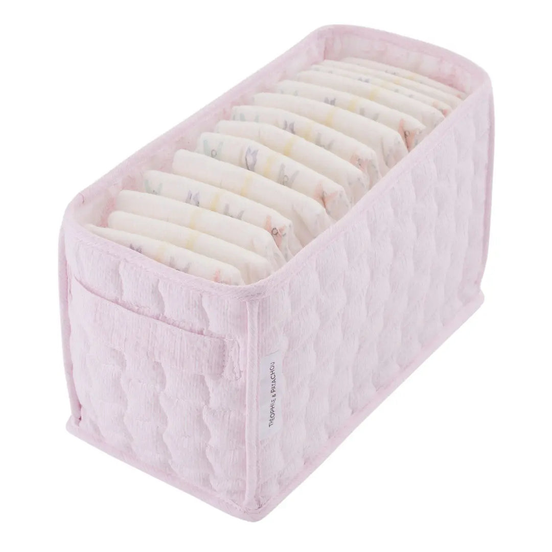 Blue Almonds Ltd Quilted Nappy Basket - Pink Garden Party Theophile & Patachou