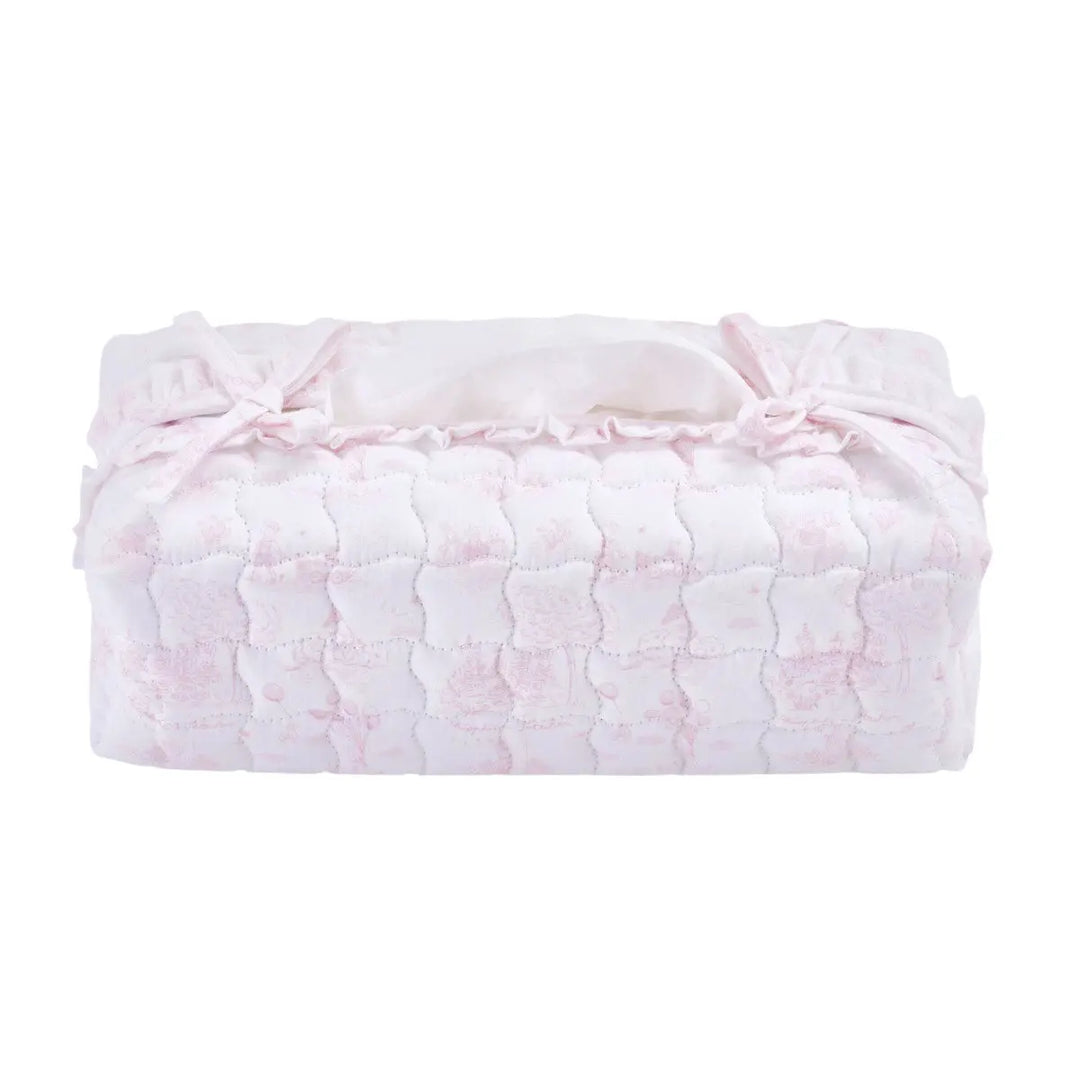 Blue Almonds Ltd Quilted Tissue Box Cover- Printed Pink Garden Party Theophile & Patachou