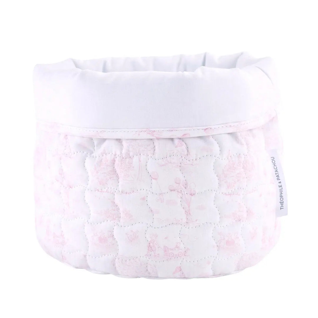 Blue Almonds Ltd Round Care Basket - Printed Pink Garden Party Theophile & Patachou