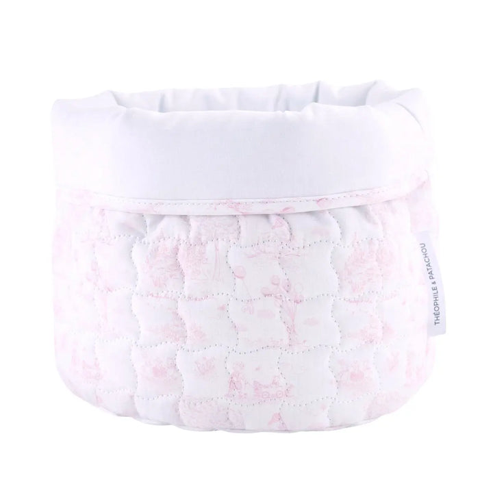 Blue Almonds Ltd Round Care Basket - Printed Pink Garden Party Theophile & Patachou