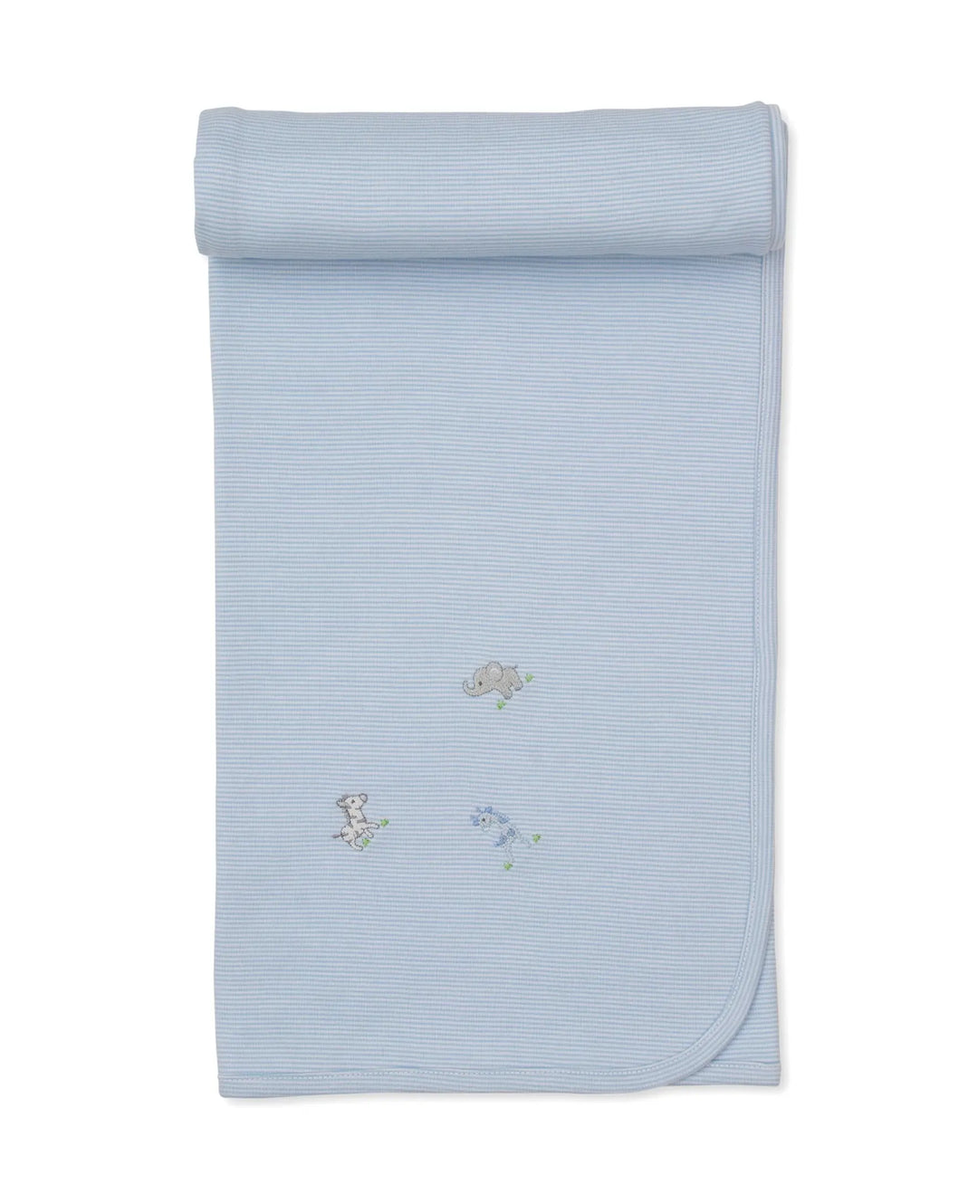Blue Almonds Ltd SCE Safari Party - Blanket w/ Hand Emb STR - Light Blue Kissy Kissy