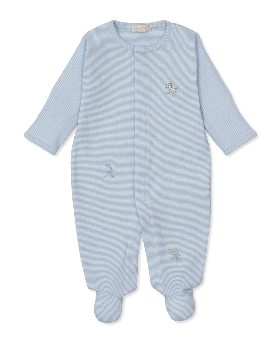 Blue Almonds Ltd SCE Safari Party - Footie w/ Hand Emb STR - Light Blue Kissy Kissy