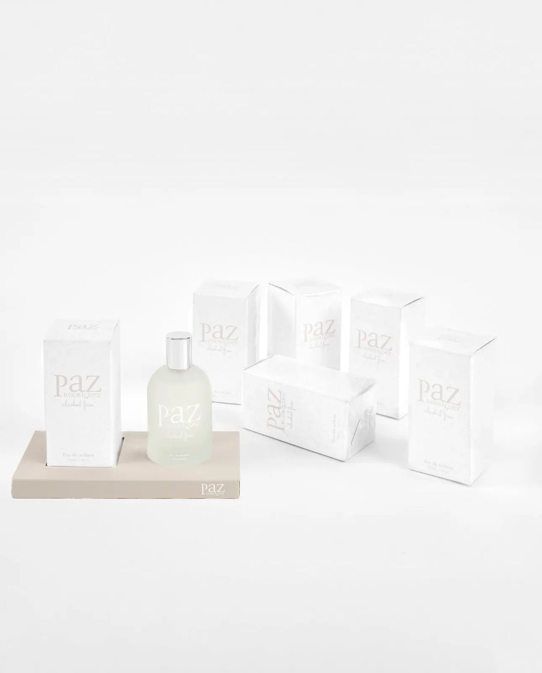 Blue Almonds Ltd SET 6 FRAGRANCES 100ML+ EXHIBITOR+ SAMPLE WITHOUT ALCOHOL Paz Rodriguez