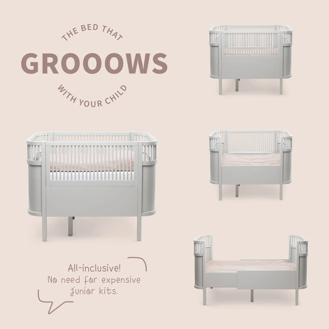 Blue Almonds Ltd Sebra Baby & Junior Cotbed - Stone Grey Sebra