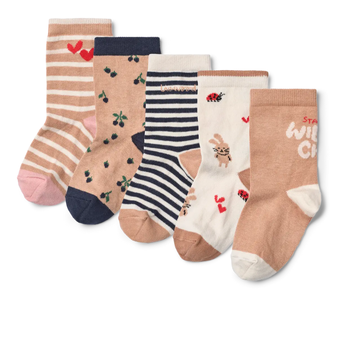 Blue Almonds Ltd Silas Socks 5-Pack - Berry Multi Mix Liewood