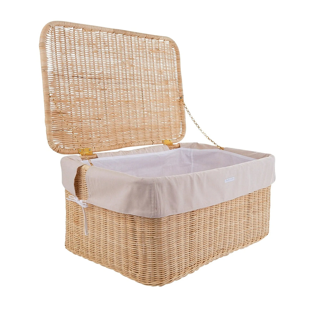 Blue Almonds Ltd Small natural wicker toy box + Cover cotton - Safari Theophile & Patachou