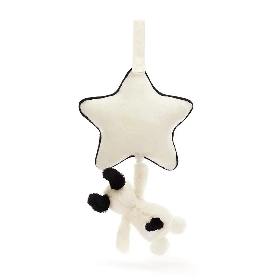Blue Almonds Ltd Bashful Black & Cream Puppy Musical Pull Jellycat