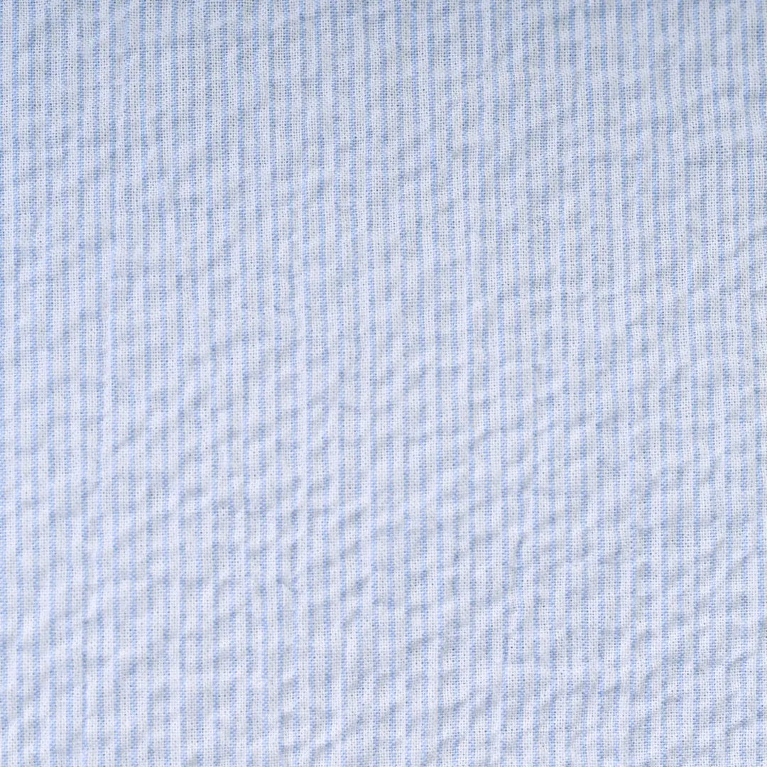Blue Almonds Ltd Striped seersucker fabric 100% cotton - Blue Garden Party Theophile & Patachou