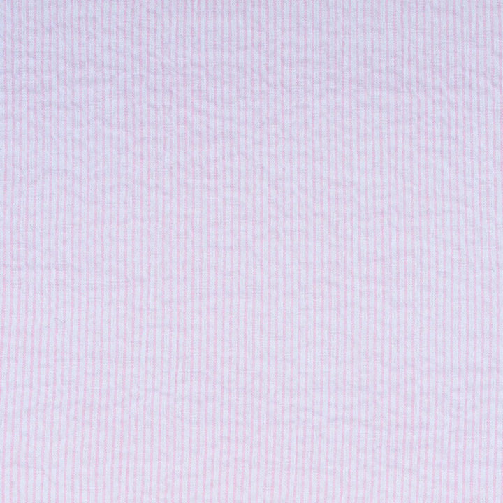 Blue Almonds Ltd Striped seersucker fabric 100% cotton - Pink Garden Party Theophile & Patachou