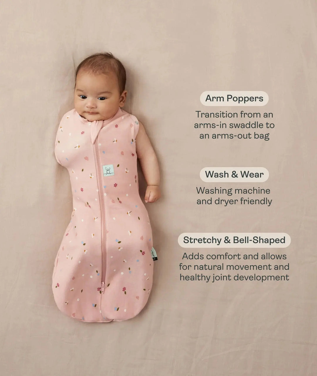 Blue Almonds Ltd Summer Cocoon Swaddle Bag 0.2 TOG - Daisies Blue Almonds