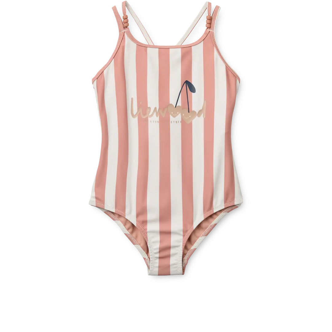 Blue Almonds Ltd Suna Stripe Swimsuit  - Coral blush / creme de la creme stripe - GIRL LIEWOOD