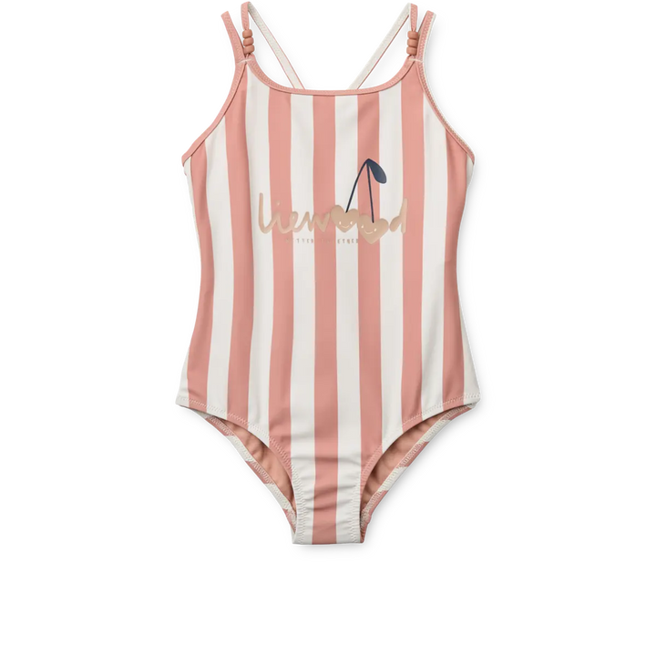 Blue Almonds Ltd Suna Stripe Swimsuit  - Coral blush / creme de la creme stripe - GIRL LIEWOOD