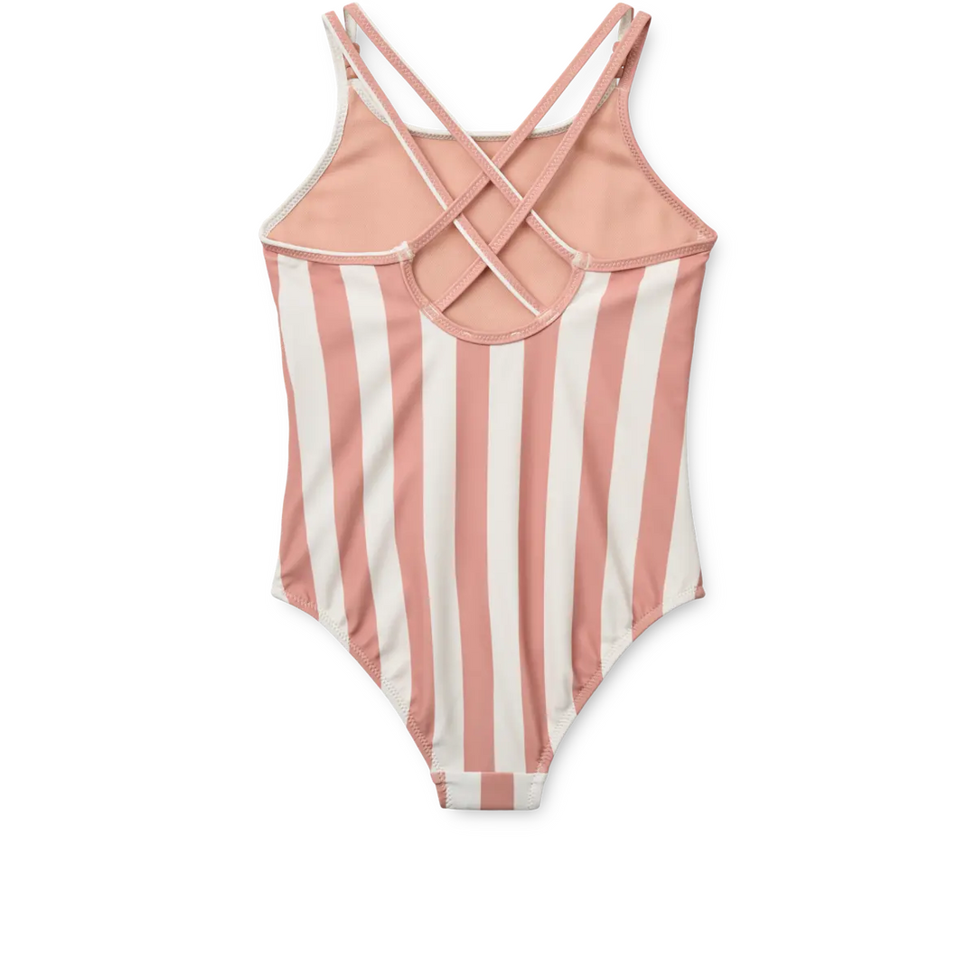 Blue Almonds Ltd Suna Stripe Swimsuit  - Coral blush / creme de la creme stripe - GIRL LIEWOOD