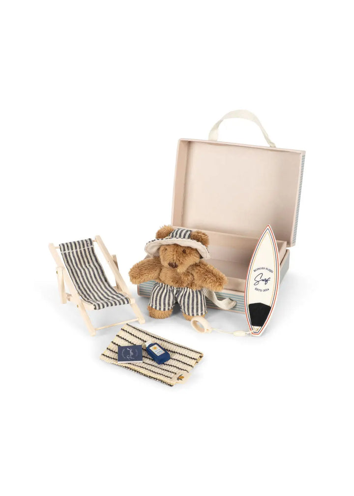 Blue Almonds Ltd TINY TEDDY TRAVEL - BLUE STRIPE kongessloejd
