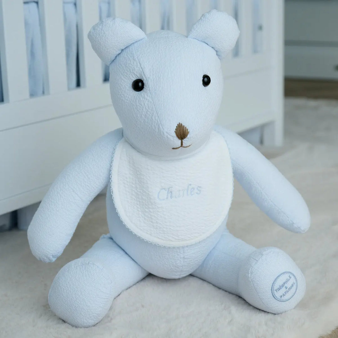 Blue Almonds Ltd Teddy Bear Theophile- Personlised Blue Garden Party Theophile & Patachou