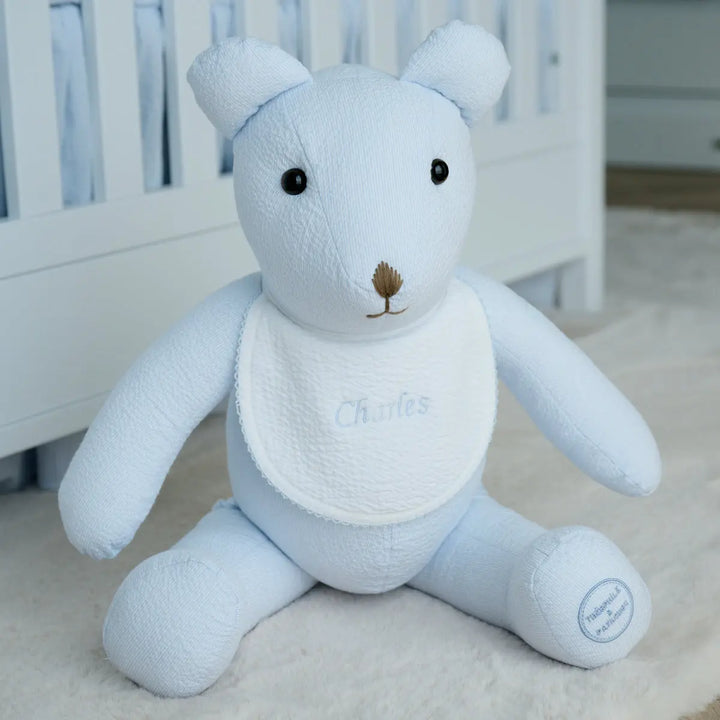 Blue Almonds Ltd Teddy Bear Theophile- Personlised Blue Garden Party Theophile & Patachou