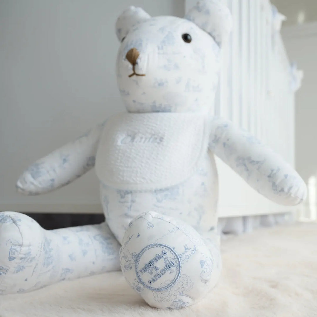 Blue Almonds Ltd Teddy Bear Theophile - Printed Blue Garden Party Theophile & Patachou