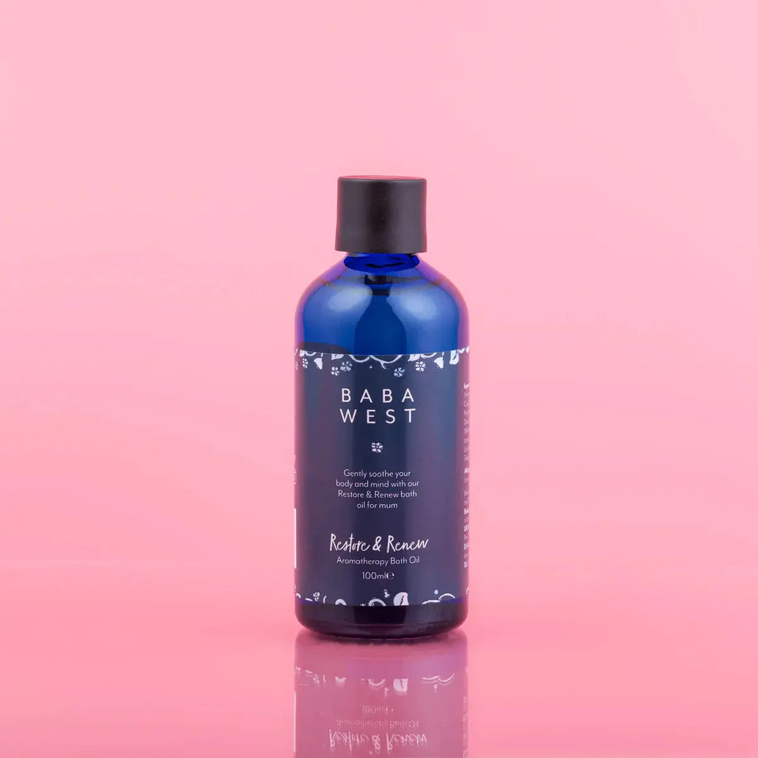 Restore & Renew Aromatherapy Bath Oil for Mum-Toiletries & baby brushes-Baba West-Blue Almonds-London-South Kensington
