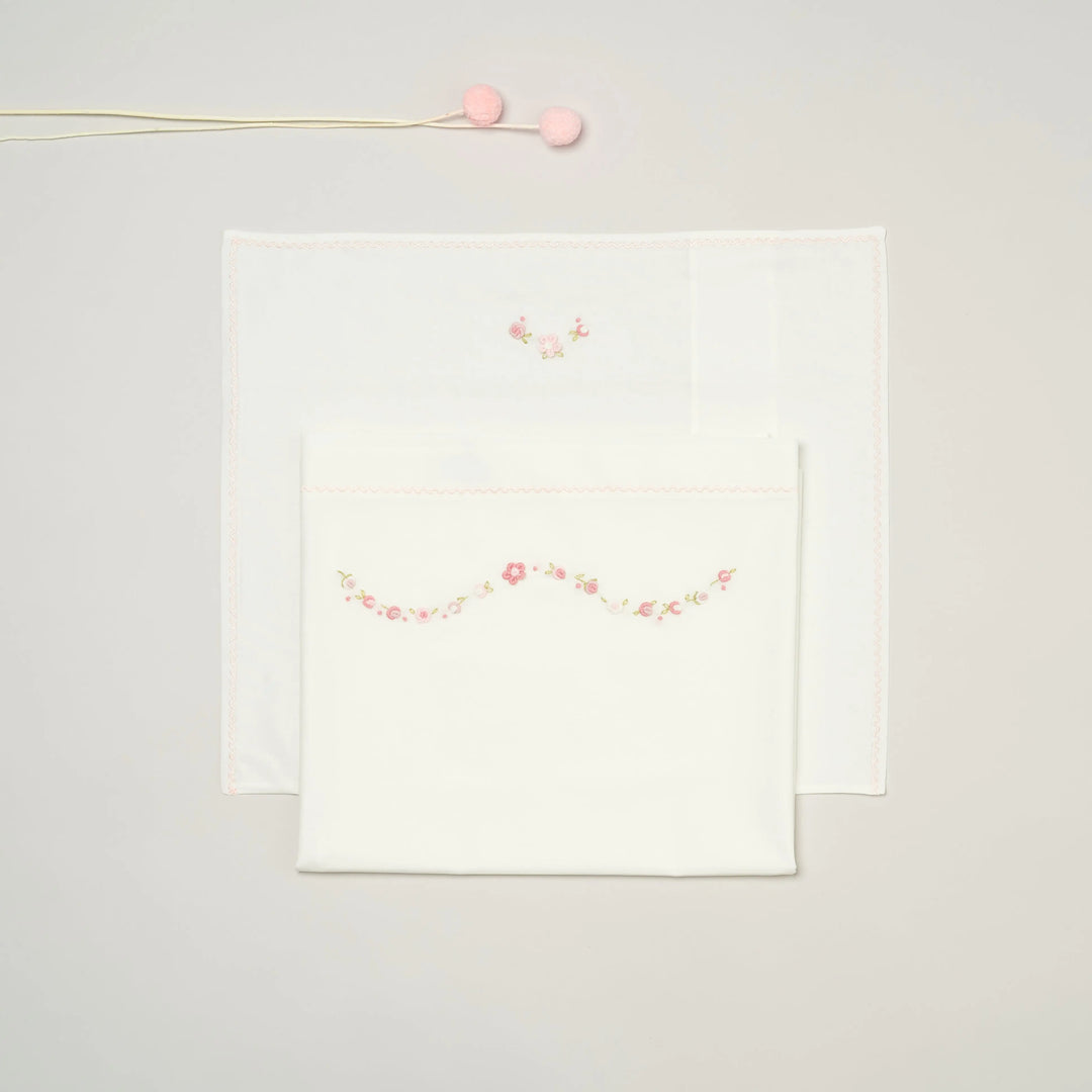 Blue Almonds Ltd Moses basket sheet set 'Piccola Rosa' Piccola Giuggiola