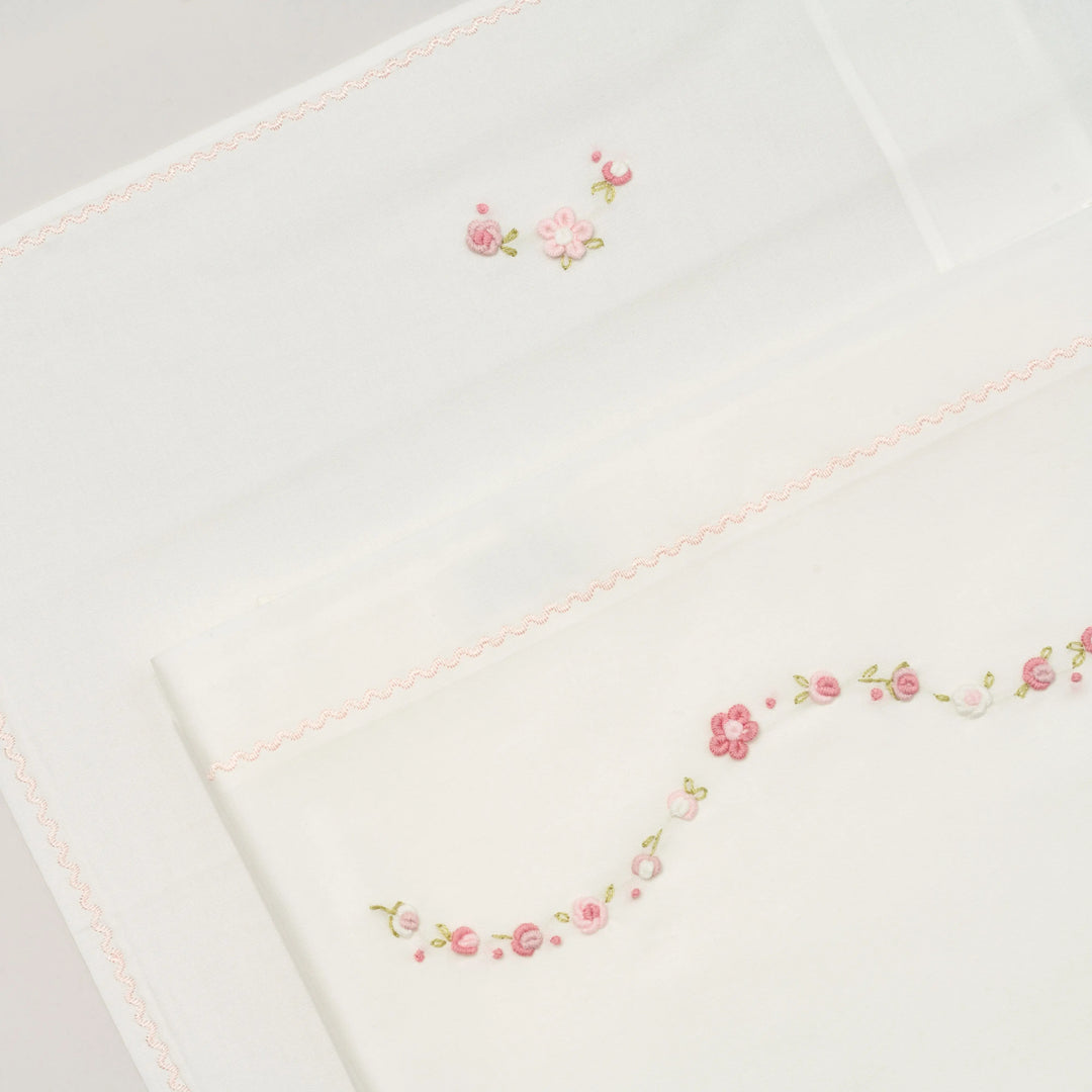 Blue Almonds Ltd Moses basket sheet set 'Piccola Rosa' Piccola Giuggiola