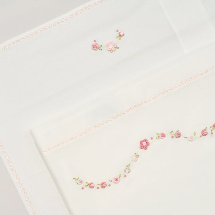 Blue Almonds Ltd Moses basket sheet set 'Piccola Rosa' Piccola Giuggiola