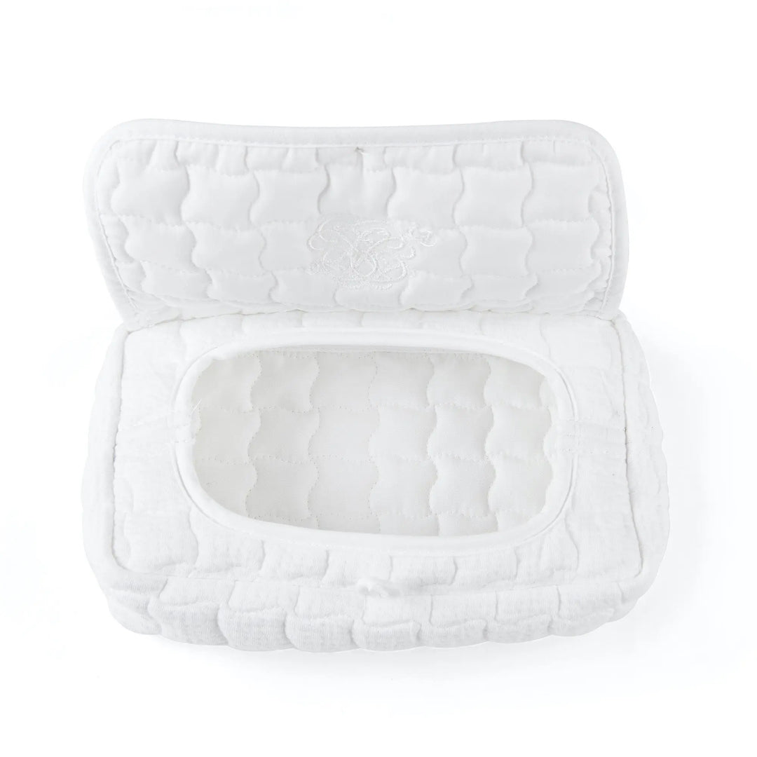 Blue Almonds Ltd Travel baby wipes cover - Quilted - Cotton White Theophile & Patachou